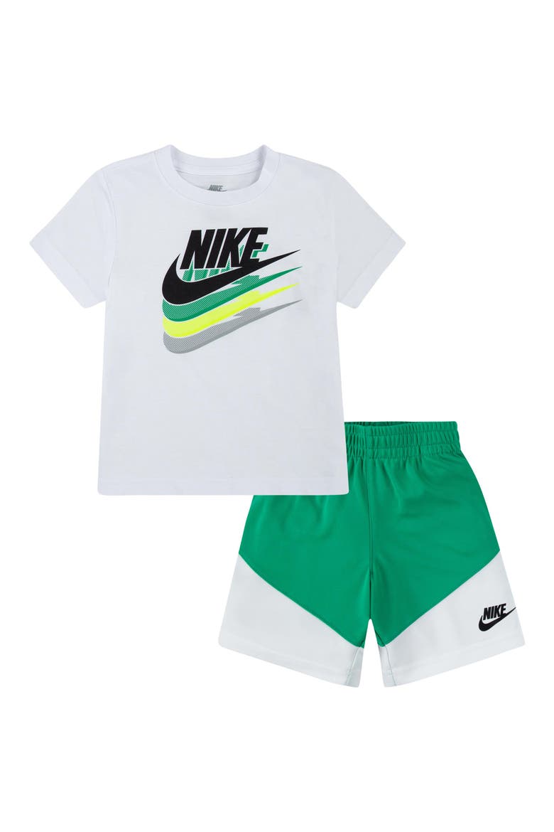 Kids' T-Shirt & Colorblock Shorts Set, Main, color, STADIUM GREEN