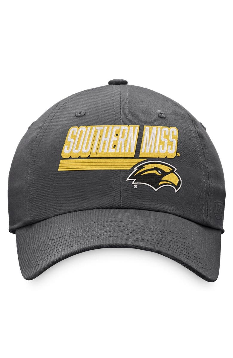 TOP OF THE WORLD Men's Top of the World Charcoal Southern Miss Golden Eagles Slice Adjustable Hat, Alternate, color,
