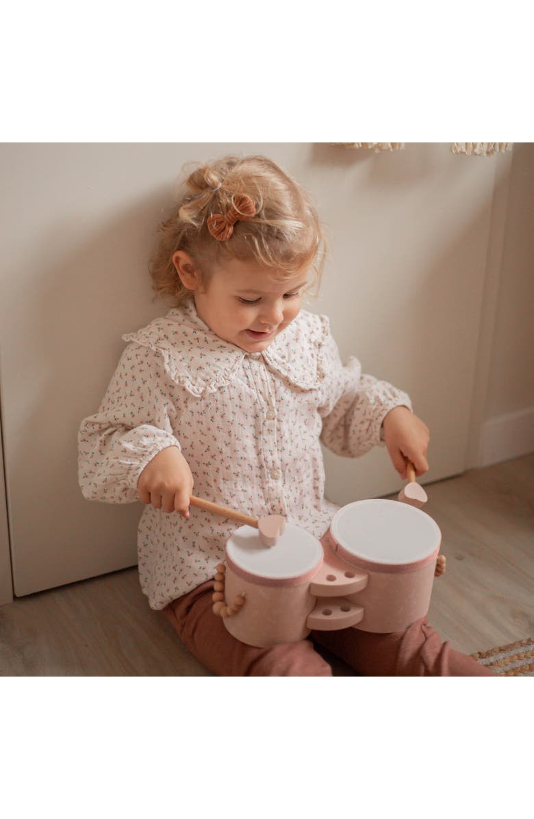 Label Label Wooden Bongos Pink, 2 Heartshaped Drum Sticks, Ages 2+, Alternate, color,