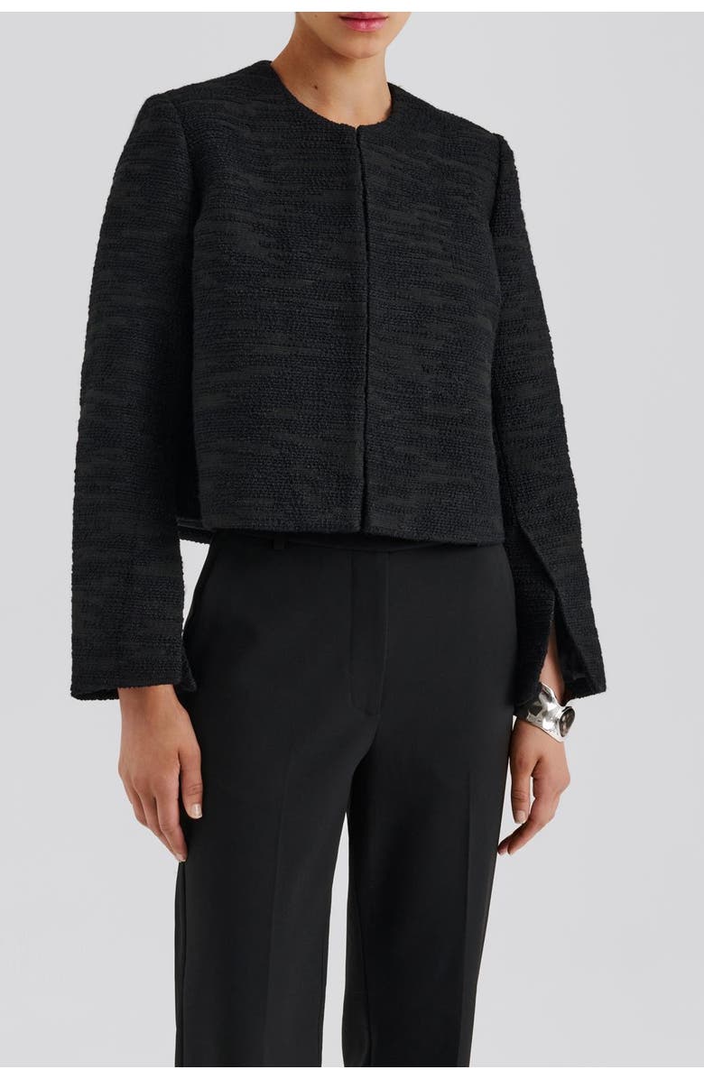 Malina Ruthie Cropped Boucle Blazer, Alternate, color, Black