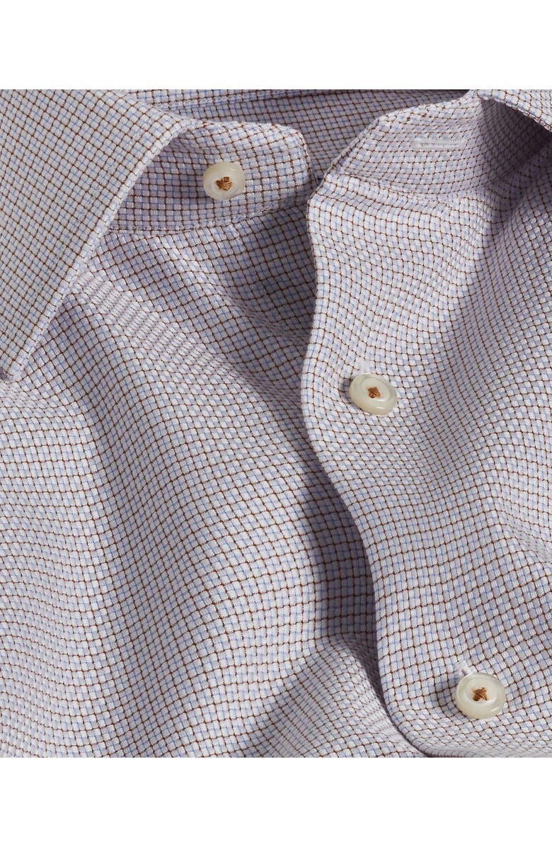David Donahue Trim Fit Dobby Micro Check Dress Shirt, Alternate, color, Sky/ Choco