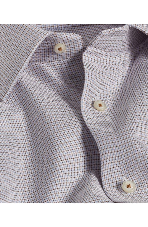 David Donahue Trim Fit Dobby Micro Check Dress Shirt