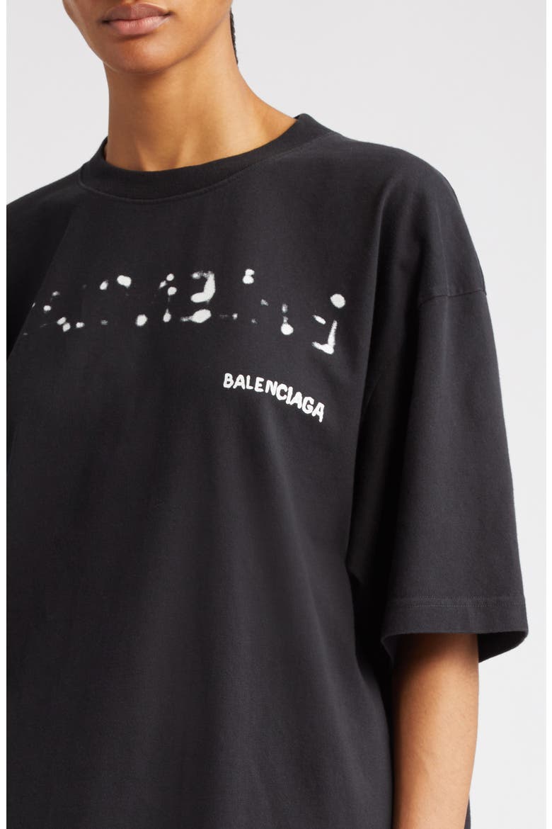 Hand Drawn Logo Oversize Cotton Graphic T-Shirt, Alternate, color, BLACK/ WHITE