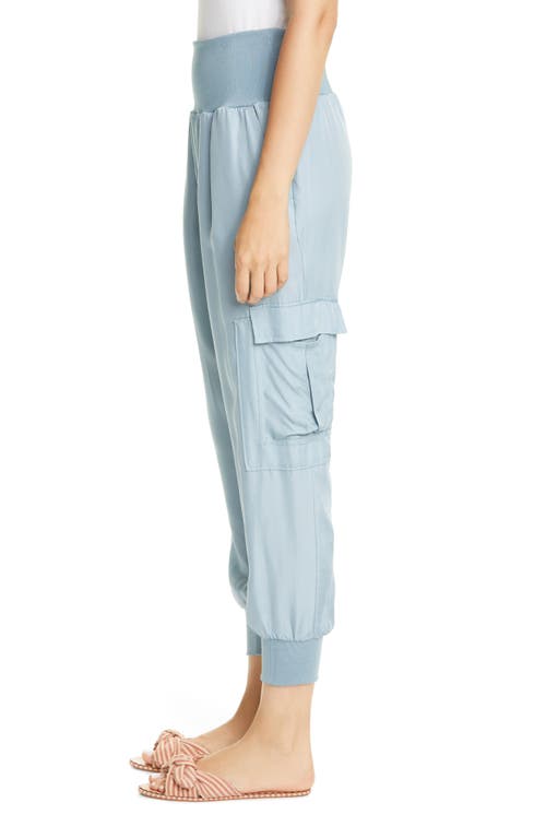 Cinq À Sept Giles Cupro Crop Cargo Joggers In Blue