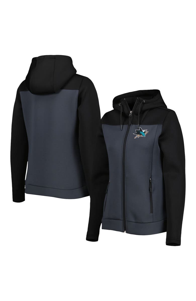 ANTIGUA Women's Antigua Black/Gray San Jose Sharks Protect Full-Zip Jacket, Main, color, Black
