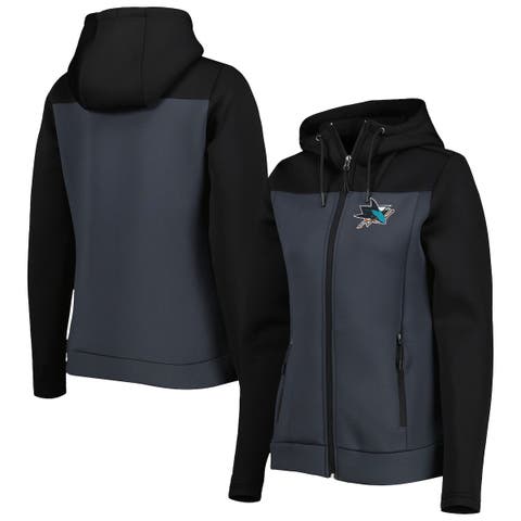 Women's Antigua Black/Gray San Jose Sharks Protect Full-Zip Jacket