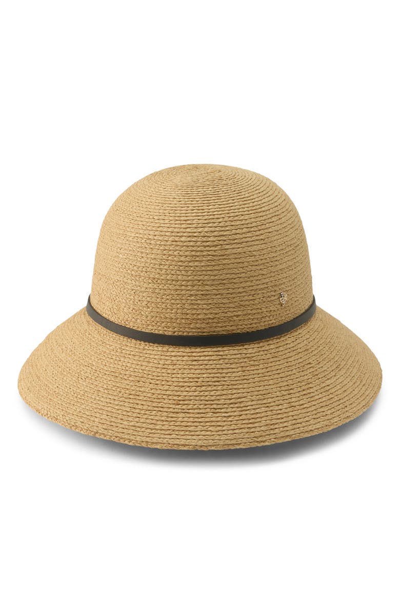 Helen Kaminski Packable Raffia Cloche Hat, Alternate, color, Natural/ Indigo