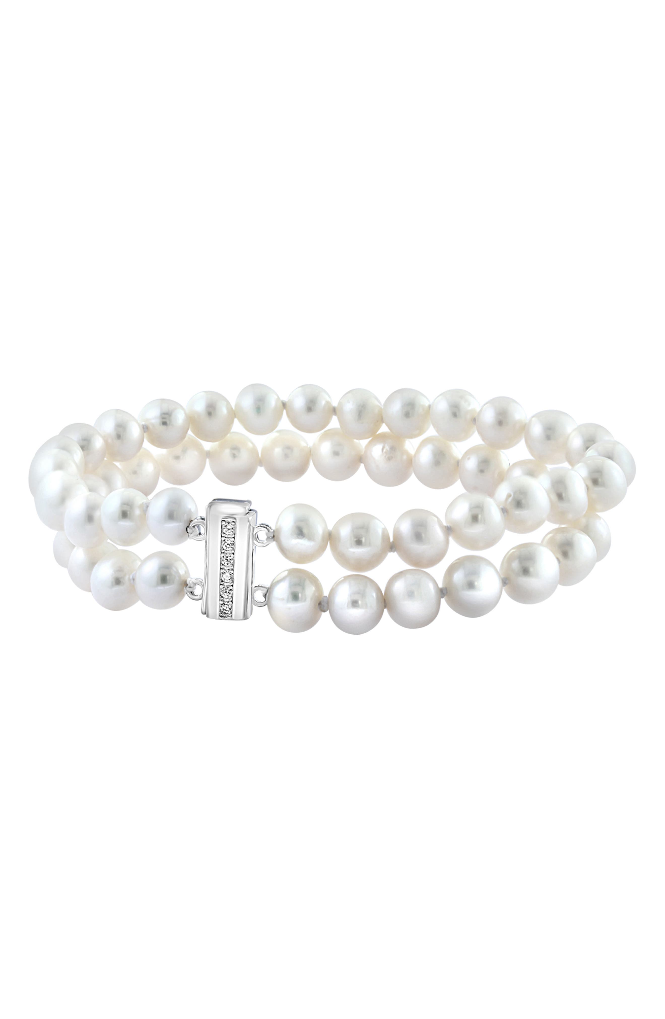 EFFY Sterling Silver 1.3-7.3mm Cultured Freshwater Pearl & White Topaz Bracelet