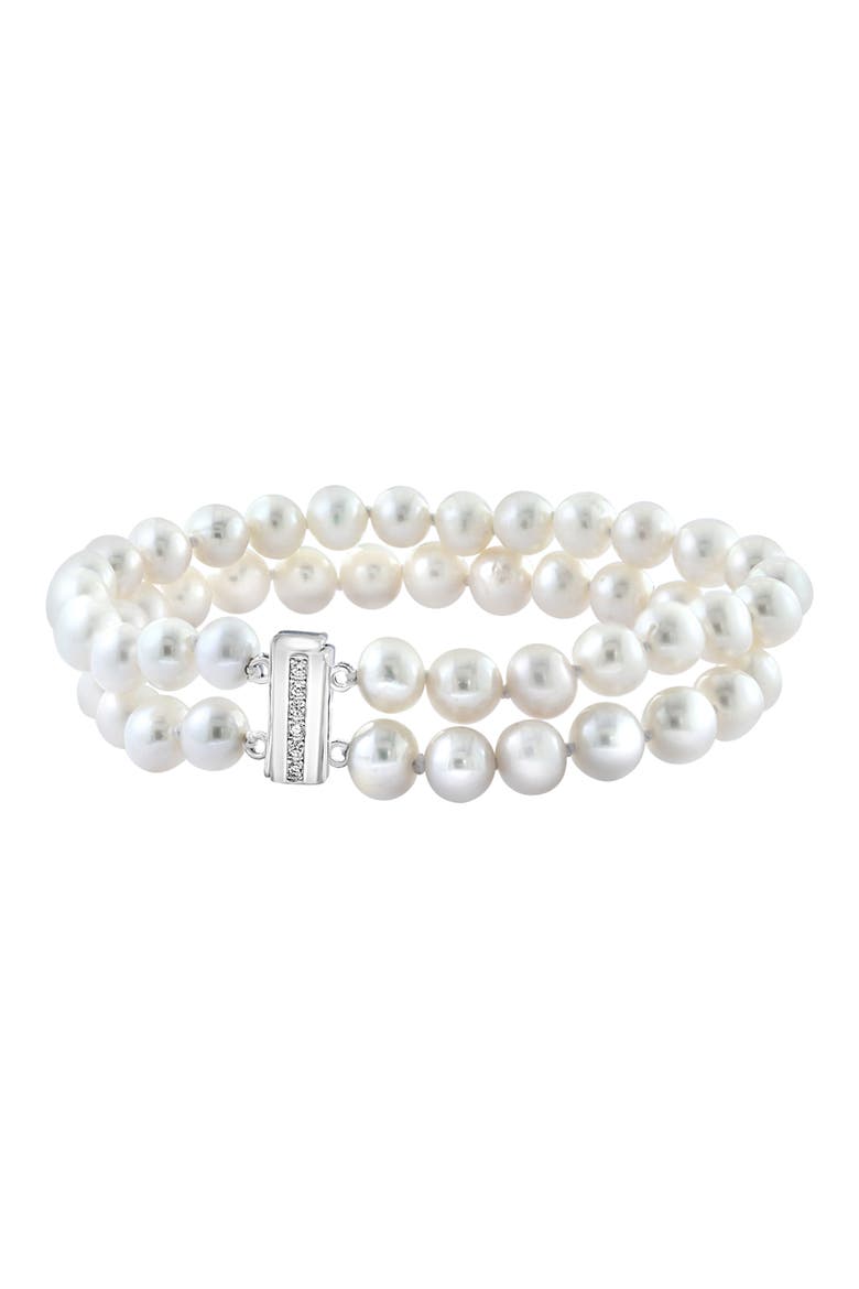 Sterling Silver 1.3-7.3mm Cultured Freshwater Pearl & White Topaz Bracelet, Main, color, WHITE
