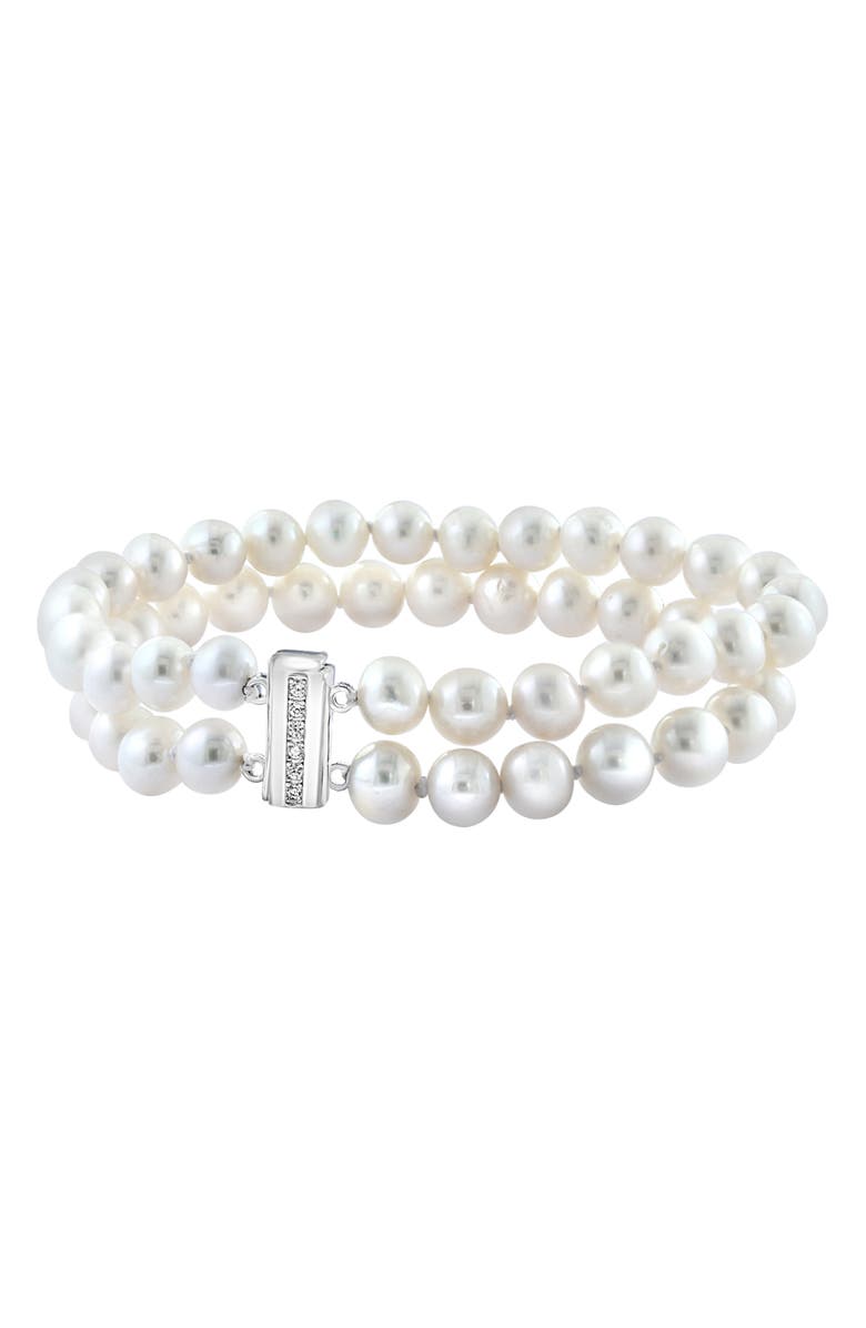 EFFY Sterling Silver 1.3-7.3mm Cultured Freshwater Pearl & White Topaz Bracelet, Main, color,