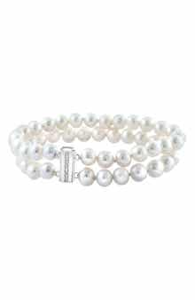 EFFY Sterling Silver 1.3-7.3mm Cultured Freshwater Pearl & White Topaz Bracelet