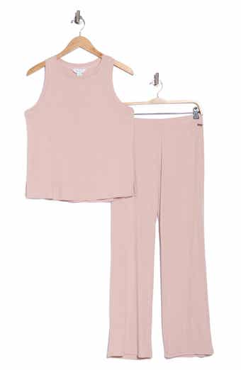 High Neck Rib 2-Piece Pajama Set