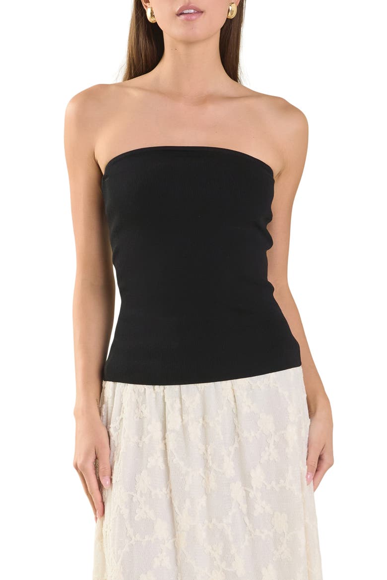 Strapless Knit Top, Main, color, BLACK