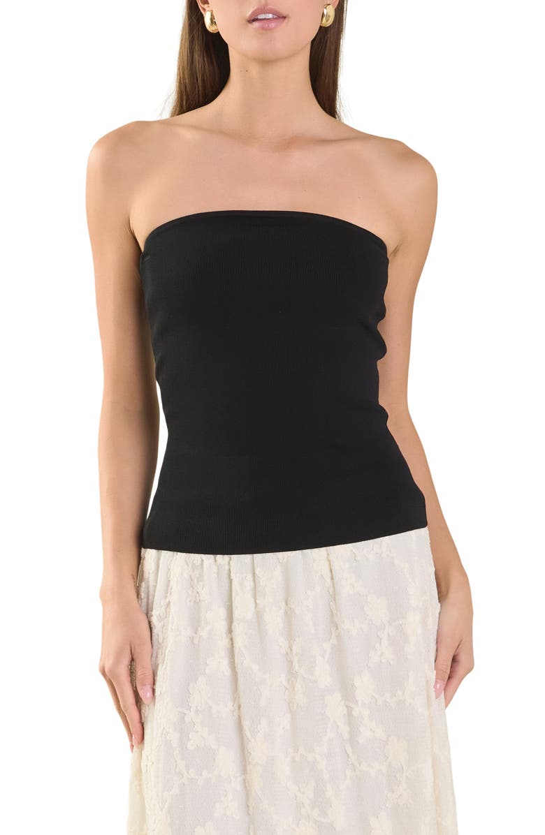 Endless Rose Strapless Knit Top, Main, color, Black
