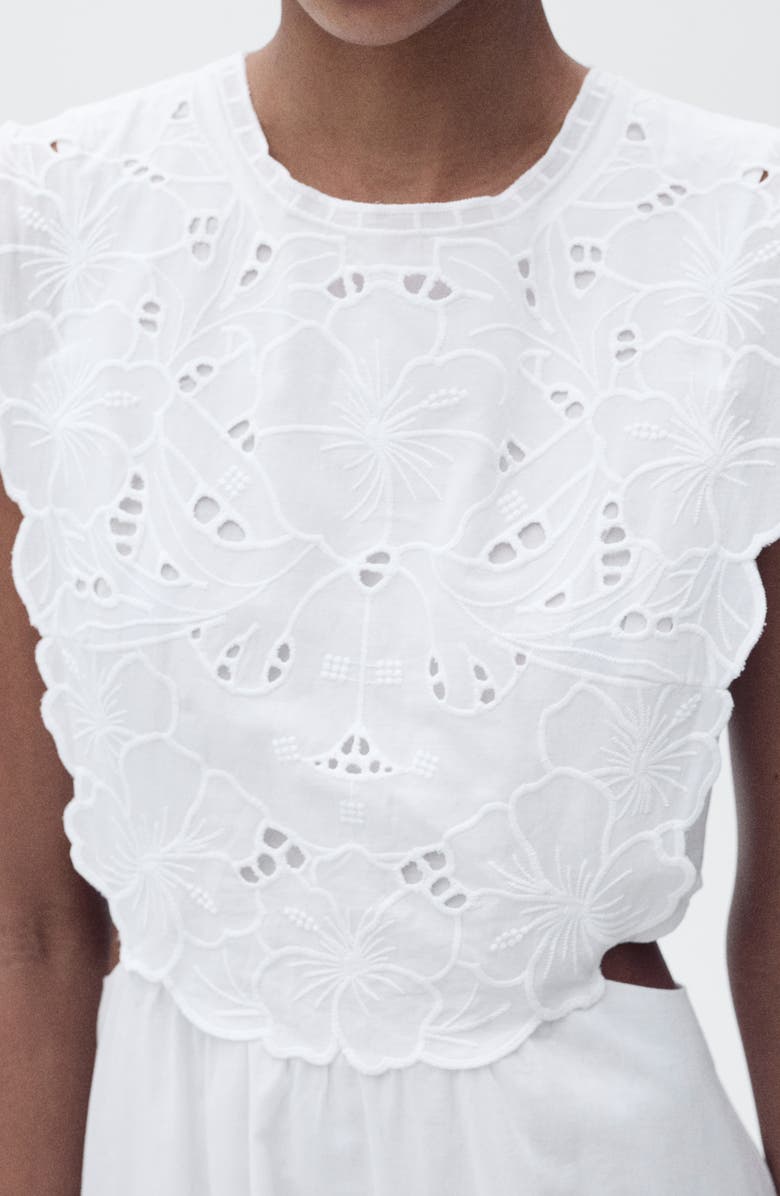 MANGO Embroidered Eyelet Sleeveless Maxi Dress, Alternate, color,
