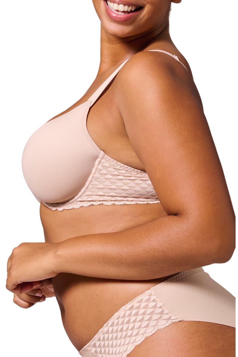 Subtile 3D Underwire Plunge Bra, Alternate, color, PEAU ROSE