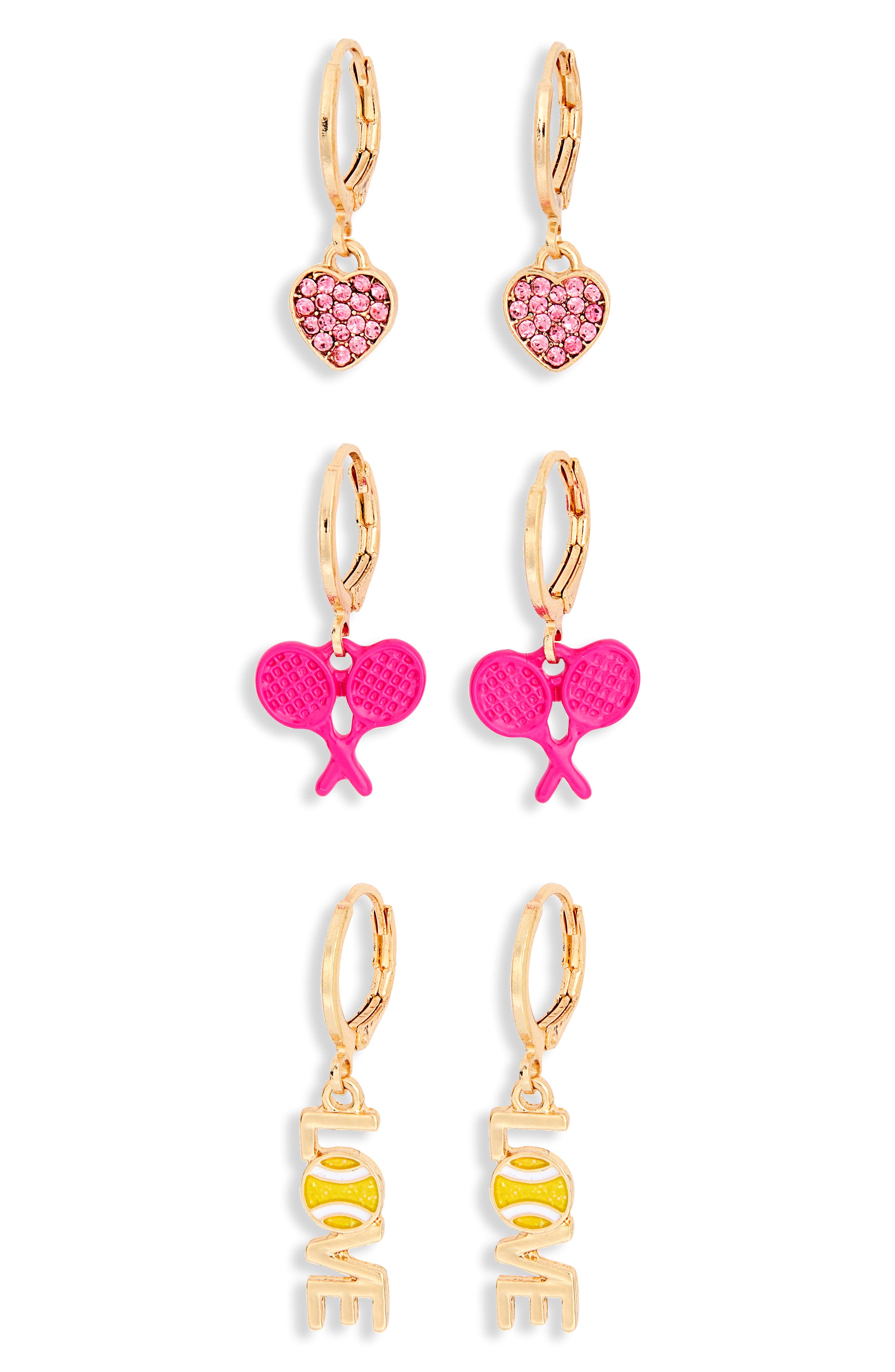 Set of 3 Tennis Huggie Hoop Earrings