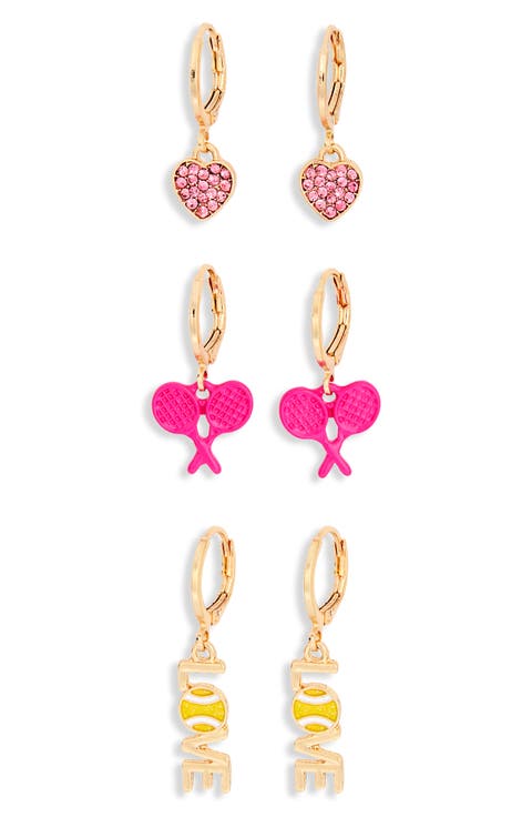 Set of 3 Tennis Huggie Hoop Earrings