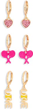 Leith Set of 3 Tennis Huggie Hoop Earrings