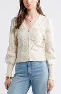 Treasure & Bond Pointelle Knit Button Front Cotton Cardigan