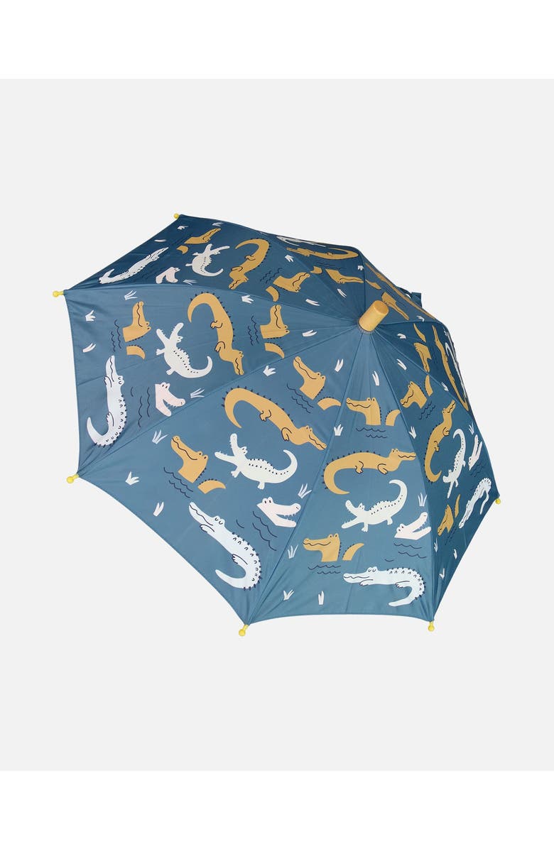 Deux par Deux Kids Unisex Blue Umbrella With Crocodiles That Change Color Upon Contact With Water, Main, color,