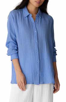 Classic Collar Easy Organic Cotton Button-Up Shirt