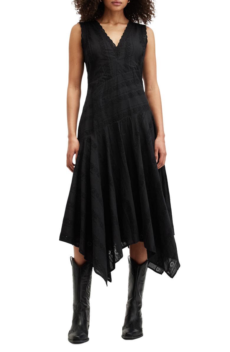 AllSaints Avania Eyelet Embroidery Dress, Main, color, 