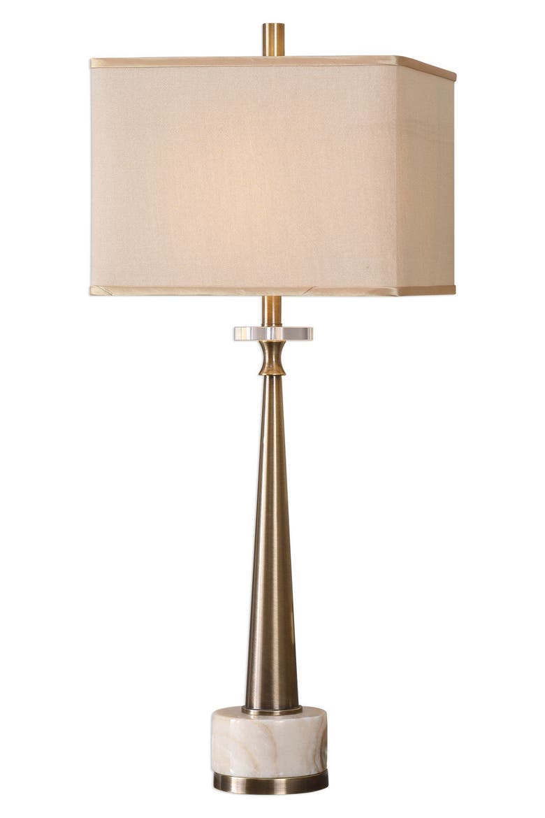 Verner Tapered Table Lamp, Main, color, ANTIQUE BRASS/ IVORY SHADE
