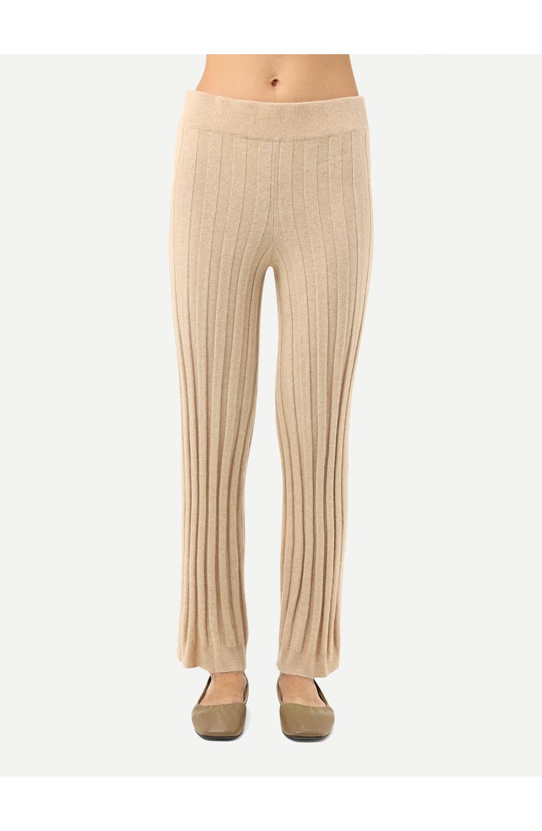 GOBI Mongolian Cashmere Textured Knit Cashmere Pants, Alternate, color, Beige