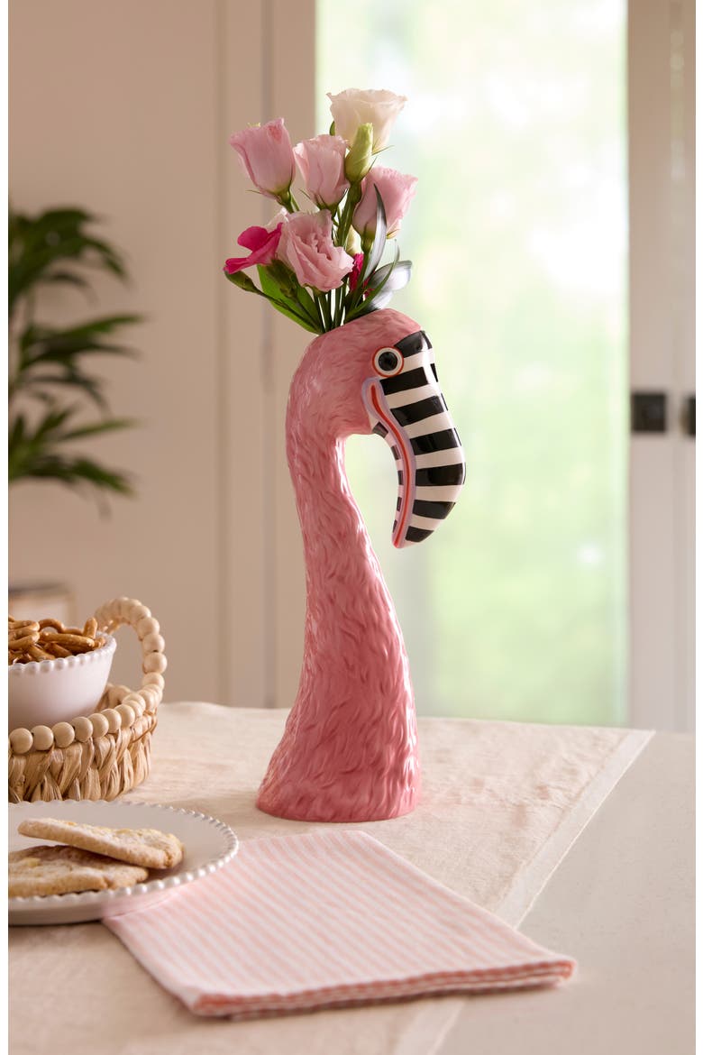 Patience Brewster Sheldon Flamingo Ceramic Bud Vase, Alternate, color, PINK