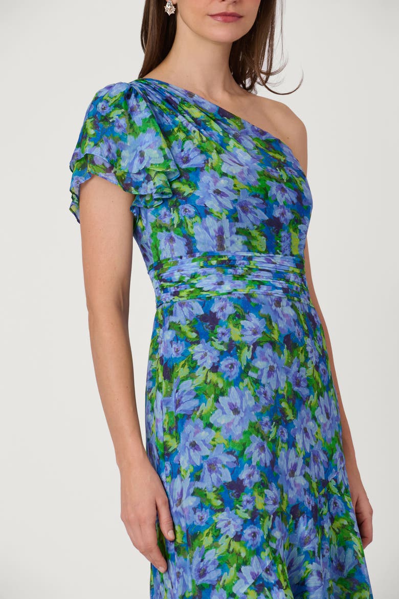 Midnight Sketched Garden Print Melody Dress, Alternate, color, Periwinkle/Verde Multi