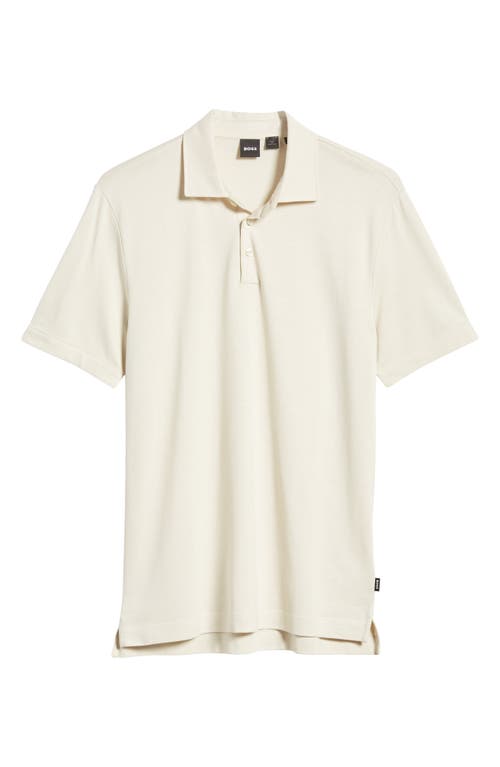 Hugo Boss Mercerized-cotton Polo Shirt With Ripstop Structure In Neutral