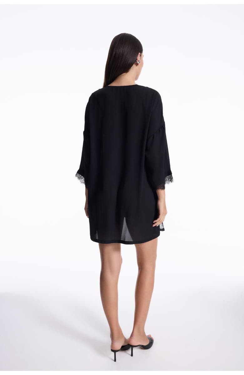 House Of Silk Caroline Chiffon Robe, Alternate, color, Black