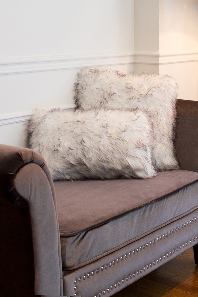 Belton Faux Fur Pillow - Set of 2 - 20" x 12" - Gradient Grey, Alternate, color, GRADIENT GREY