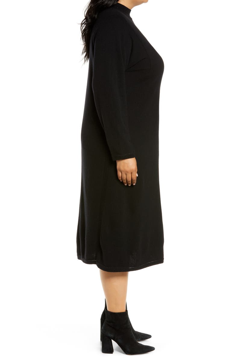 Lafayette 148 New York Sparkle Long Sleeve Wool-Blend Midi Dress, Alternate, color,