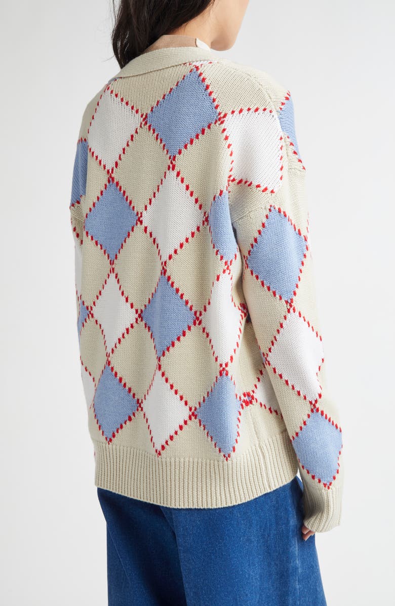Marni Argyle Intarsia Cotton Cardigan, Alternate, color, 