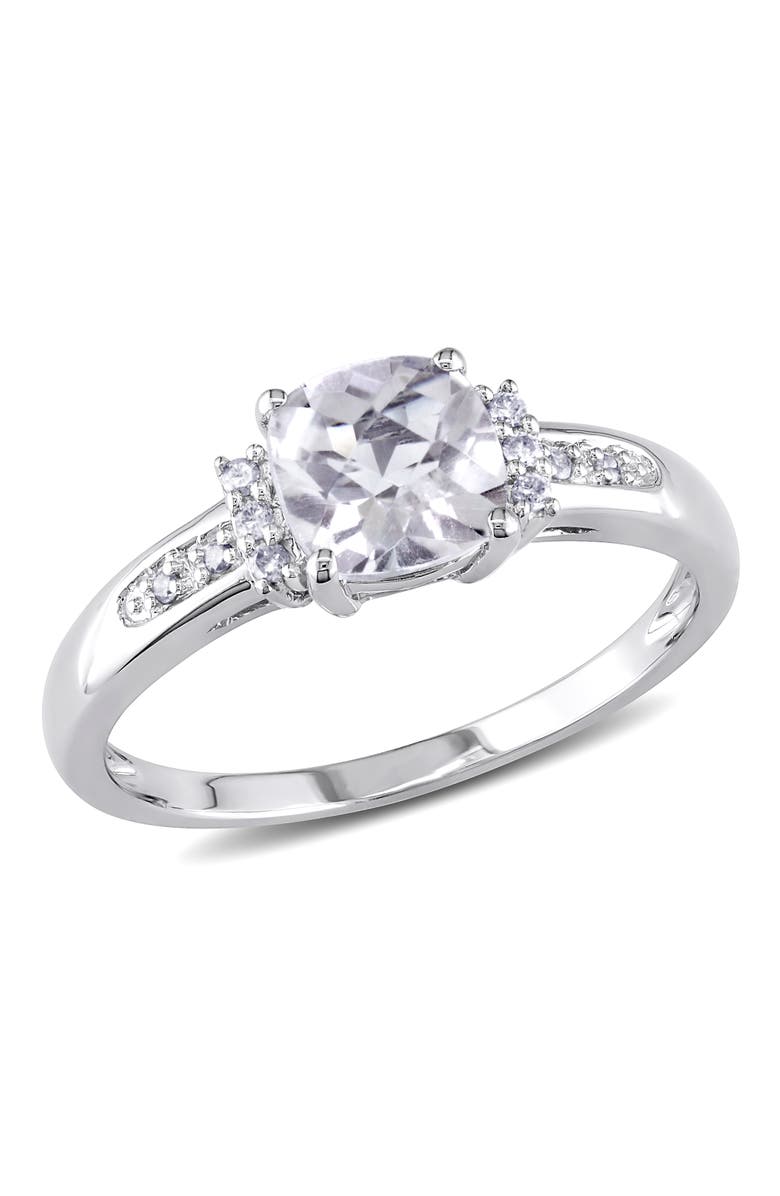 Julianna B. Cushion-Cut Gemstone & Diamond Ring 10k, Main, color, White Topaz