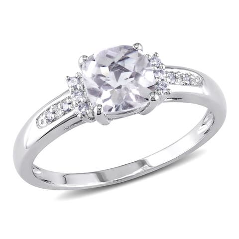 Cushion-Cut Gemstone & Diamond Ring 10k