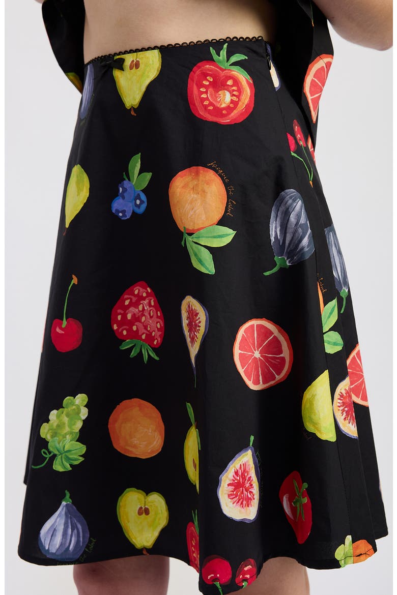 Melody Print Poplin Skirt, Alternate, color, BLACK RED MULTI
