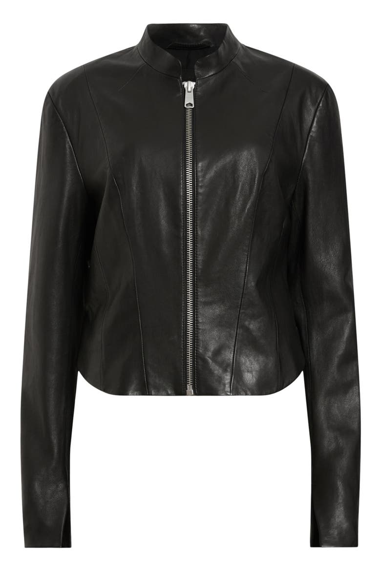 Sadler Leather Jacket, Alternate, color, BLACK