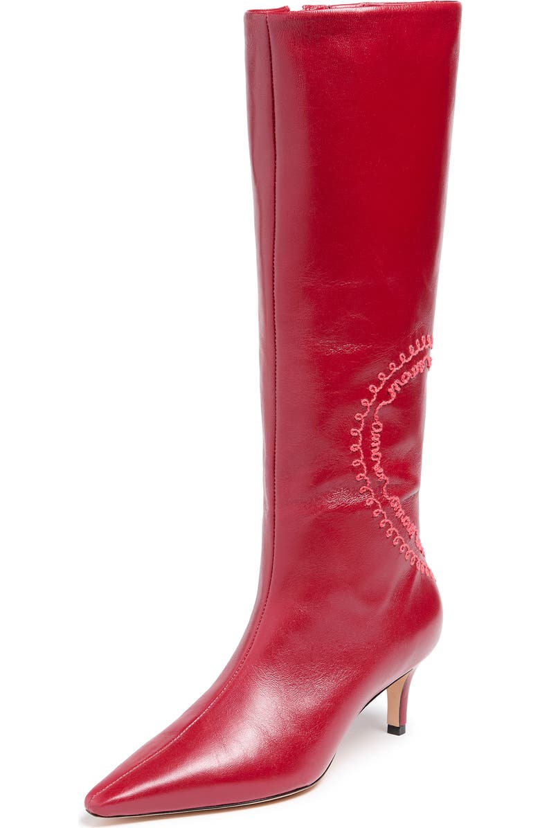 Cinq à Sept Casey Embroidered Heart Tall Boot, Main, color, Bordeaux