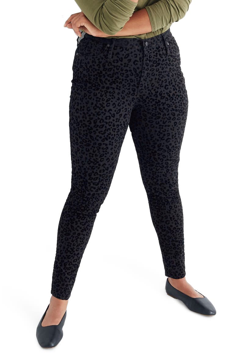 Mid-Rise Flocked Leopard Skinny Jeans, Alternate, color, FLOCKED LEOPARD
