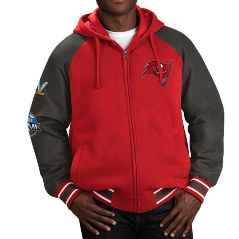 Men's G-III Sports by Carl Banks Red Tampa Bay Buccaneers Defender Raglan Full-Zip Hoodie Varsity Jacket