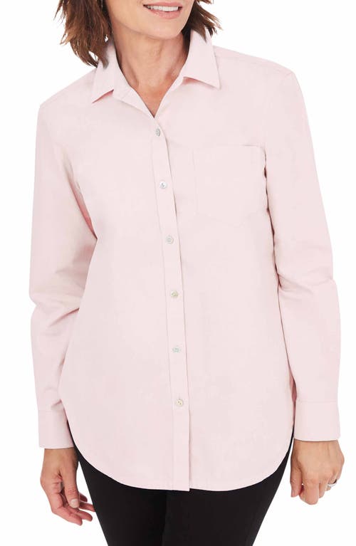 Foxcroft Non-iron Boyfriend Button-up Shirt In Chambray Pink