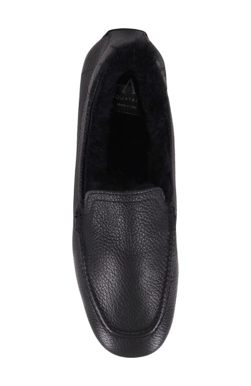 Aquatalia Qalista Weatherproof Faux Shearling Lined Driving Shoe In Black