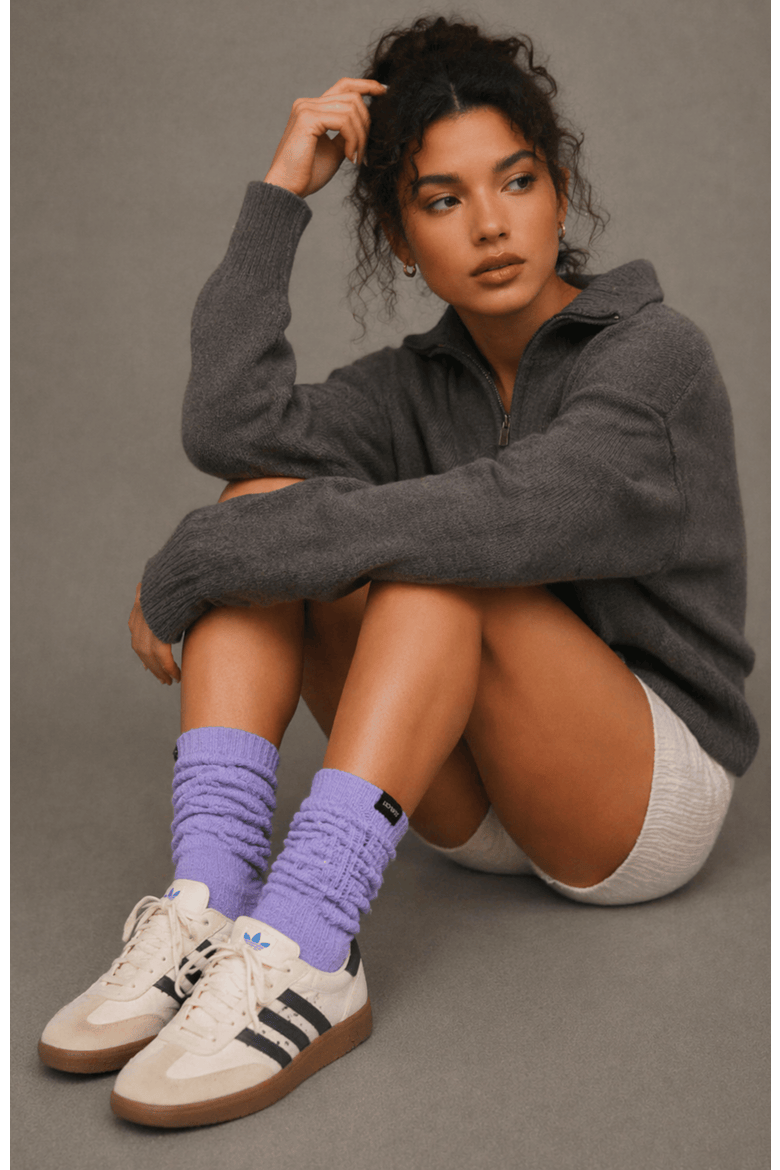 3 Pairs of Scrunch Socks, Alternate, color, Lilac