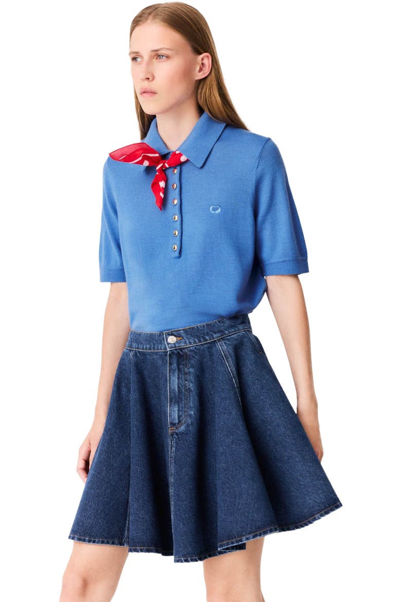 Short flared denim skirt, Alternate, color, Blue
