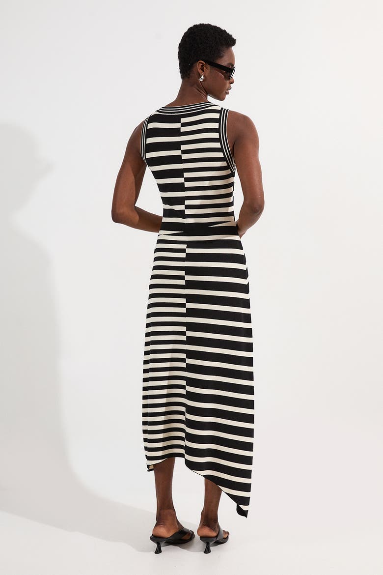 Stripe Sleeveless Knitted Midi Dress, Alternate, color, Mono