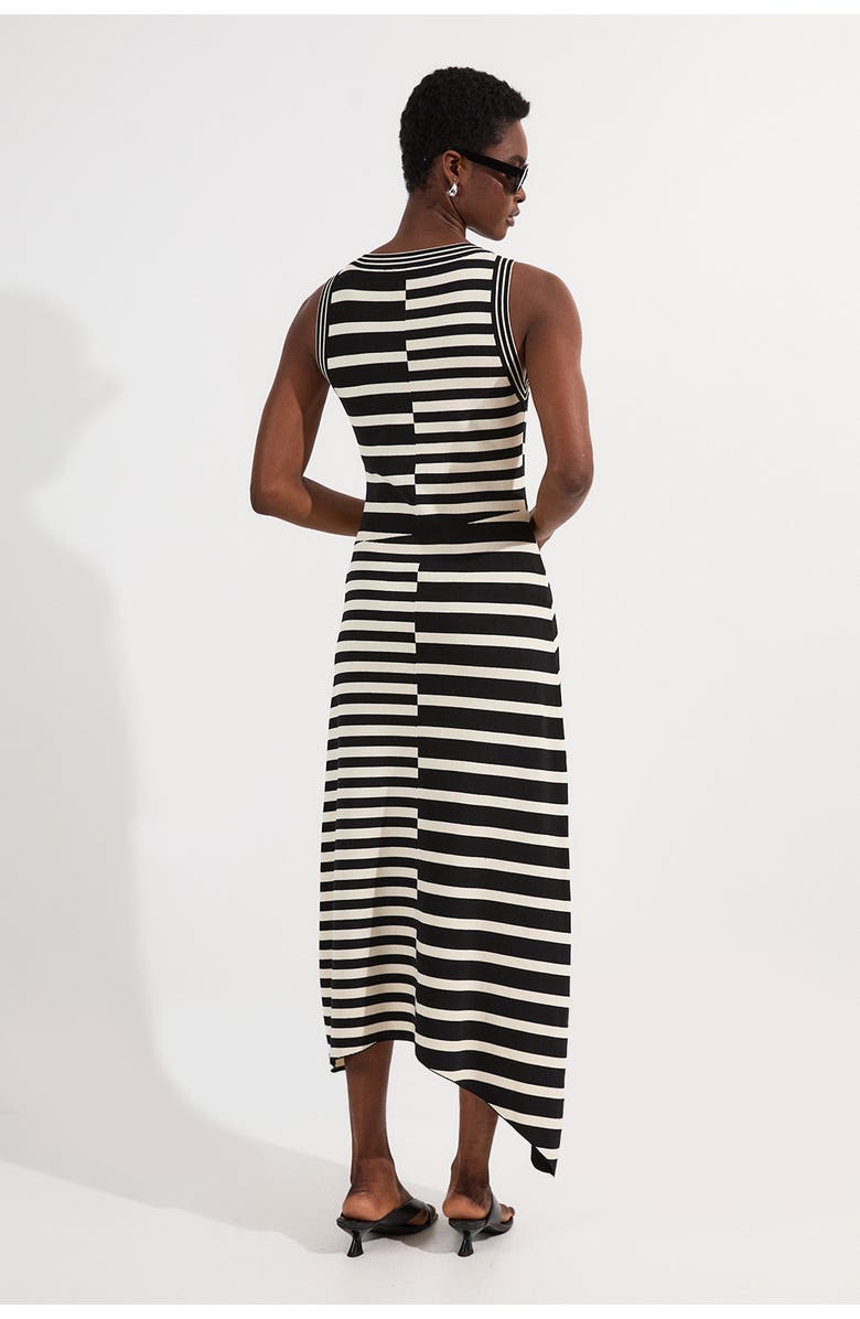Karen Millen Stripe Sleeveless Knitted Midi Dress, Alternate, color, Mono
