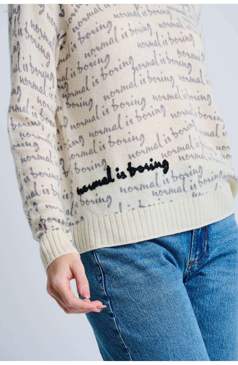 Lisa Todd Normal Is Boring Cashmere Sweater, Alternate, color, Winter White